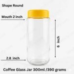 300ml Round Coffee Glass Jar with Yellow Airtight Cap - Jarsify