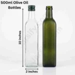 500ml Transparent Square Glass Olive Oil Bottle with Black Screw Cap - Jarsify