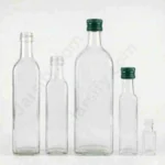 * 250ml Olive Oil Bottle: 250ml Square Glass Olive Oil Bottle with Black Screw Cap - Jarsify green and transparent * 500ml Olive Oil Bottle: 500ml Marasca Square Glass Bottle for Olive Oil and Cooking Oil - Jarsify * 1 Littre transparent Olive Oil Bottle: 1 Litre Tall Square Glass Bottle for Bulk Olive Oil Storage - Jarsify 1