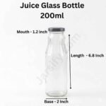 Juice Bottle (200ml): 200ml Round Glass Juice Bottle for Fresh Beverages - Jarsify