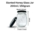 200ml slanted hexagonal honey glass jar black lid