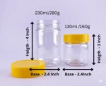 PET plastic jars with bright yellow screw cap