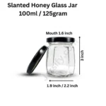100ml slanted hexagonal honey glass jar black lid