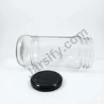 Premium 750ml Glass Jar (1kg Capacity) – Elegant Storage with Sleek Black Lid