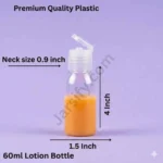60ml plastic lotion bottle with flip cap, empty bottle for creams, sanitizer and travel use