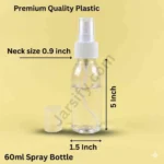 60ml plastic spray bottle with white nozzle, empty small bottle for sanitizer, perfume and liquid use