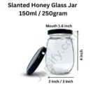200ml slanted hexagonal honey glass jar black lid