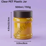 500ml transparent storage jar with secure lid for food, honey, and pickles