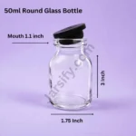 50ml Round Glass Bottle